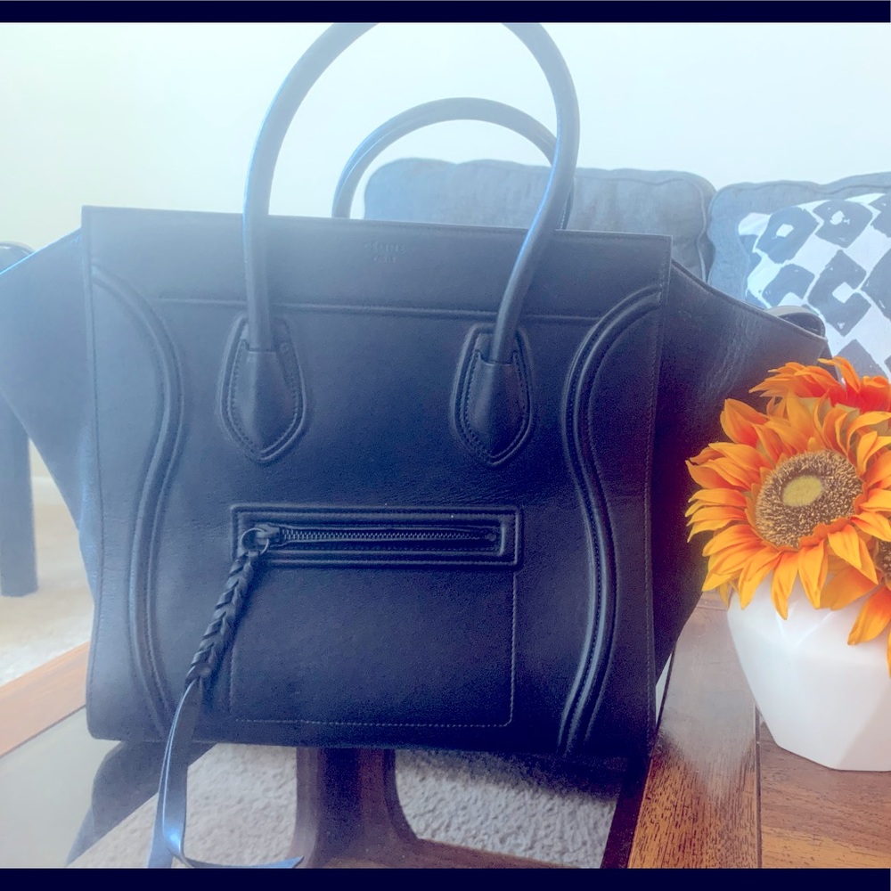 Celine luggage handbag in calf skin (black)